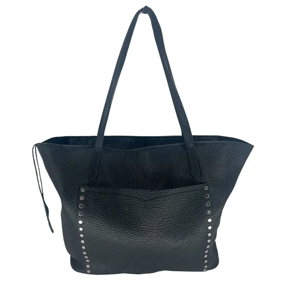 Rebecca Minkoff Unlined Front Pocket Leather Tote Black Studded